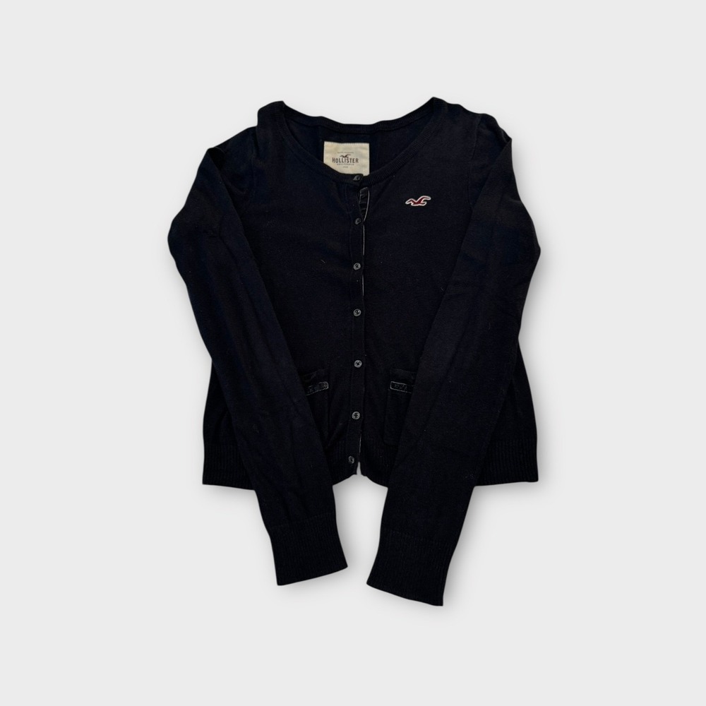 Y2K Vintage Hollister Navy Blue Lace Knit Cardigan Lightweight Size L